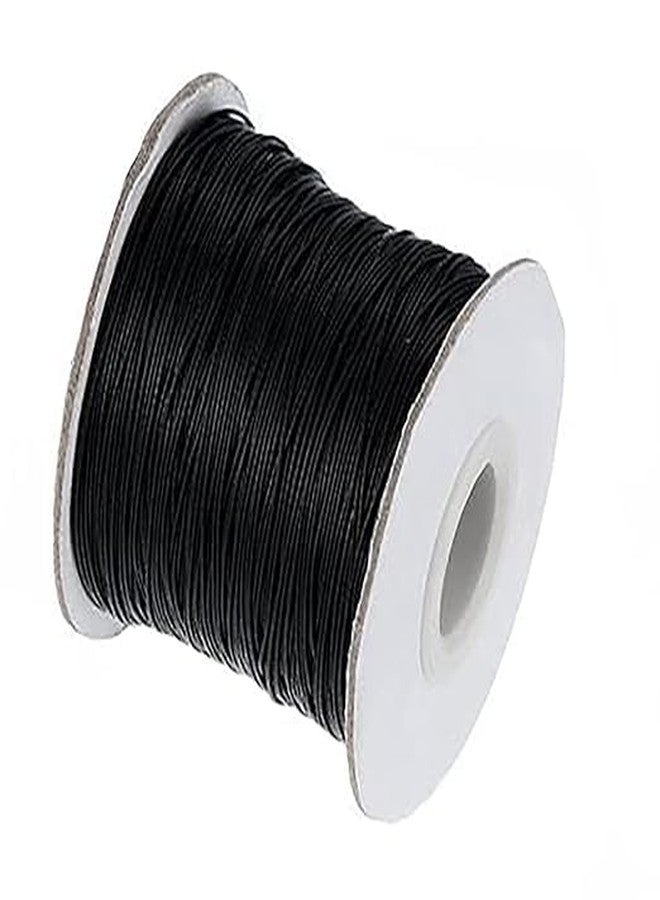 SIJCM Premium Black 1 mm Wax Cotton Cord - 100 Meters Roll for DIY Jewelry Making, Beading, Art & Craft, and Handicrafts (Black, 1 MM) - Image 1